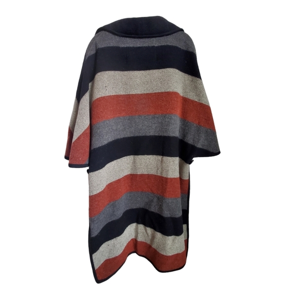 Vintage 1960's Bickler Gray and Rust Wool Blanket Cape Coat Made in England - Picture 5 of 17